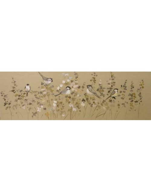 Πίνακας ζωγραφικής 120*40*3 εκ. πουλιά σε ανθισμένα κλαδιά 26-21